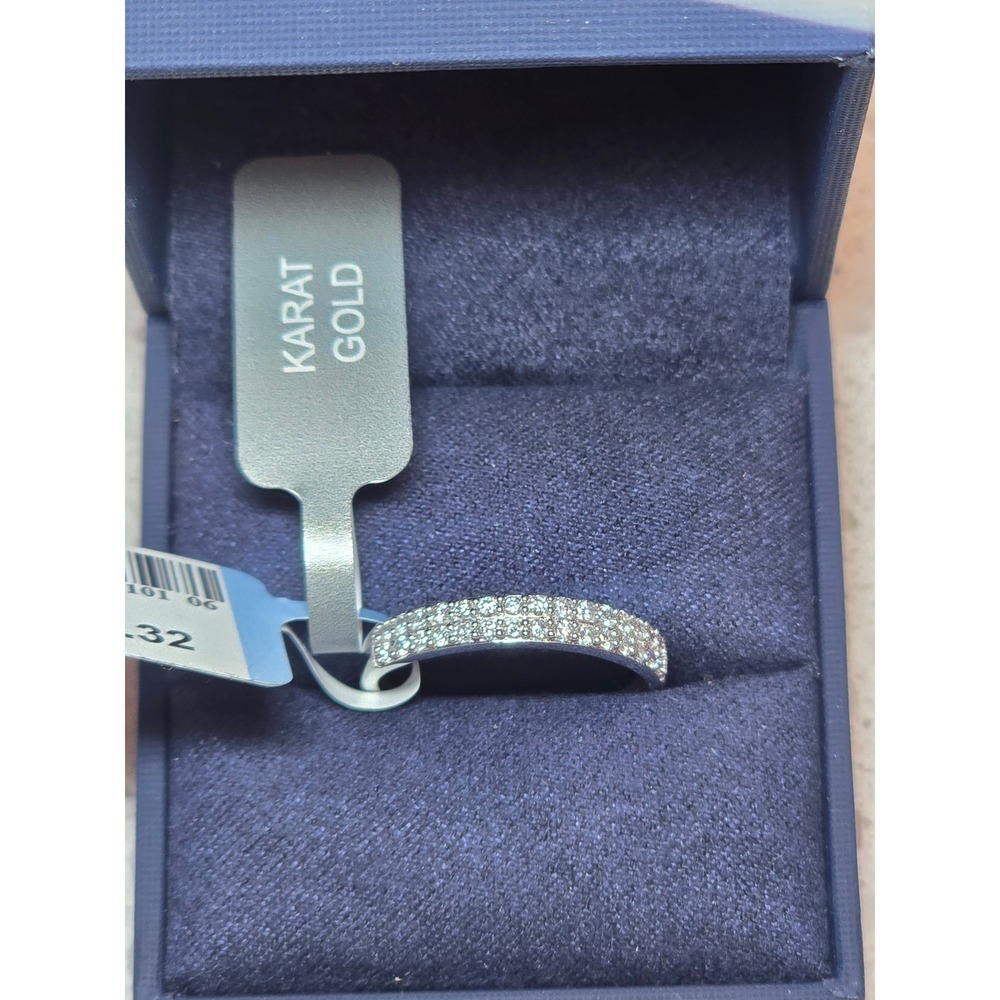10K White Gold 1/3ct Lab Grown Diamond Double Row Band Ring SI2 Size 7